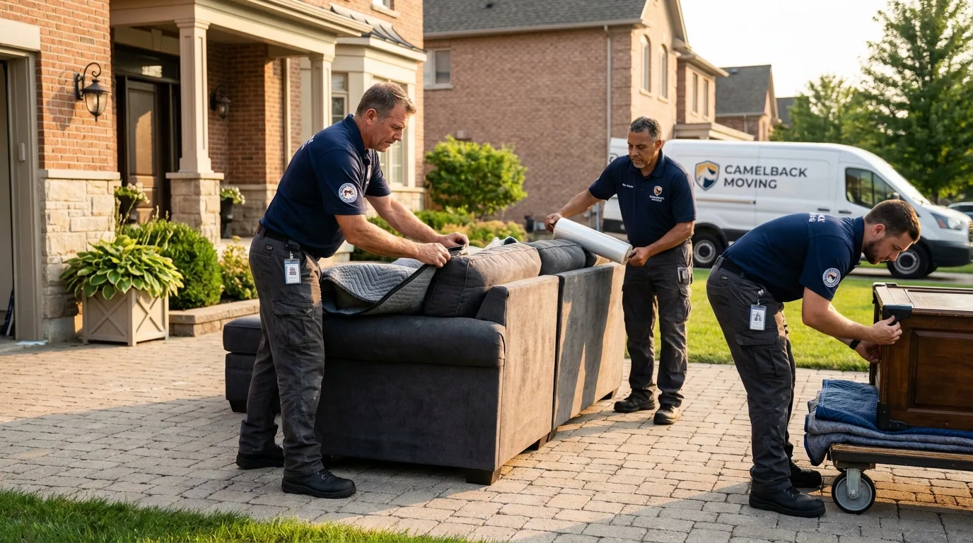 Large estate moving crew wrapping furniture in Burley, ID