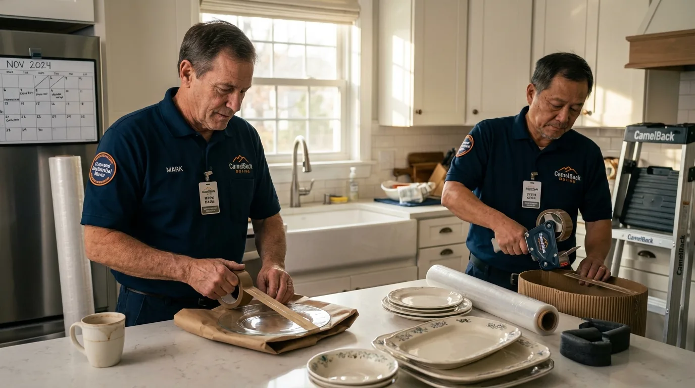 Professional crew packing kitchen dishware in Burley, ID